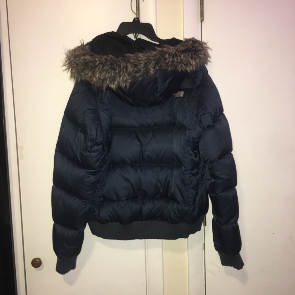NORTH FACE BLUE WINTER COAT FUR RIM